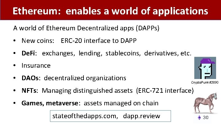 Ethereum: enables a world of applications A world of Ethereum Decentralized apps (DAPPs) •