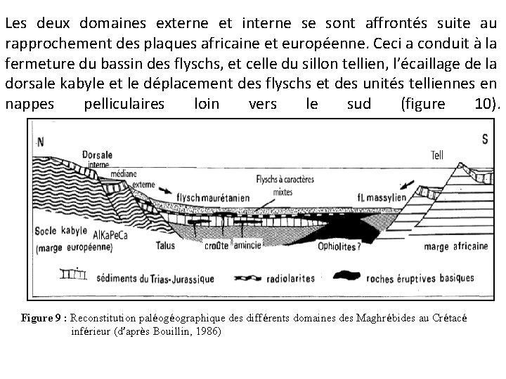 Les deux domaines externe et interne se sont affrontés suite au rapprochement des plaques