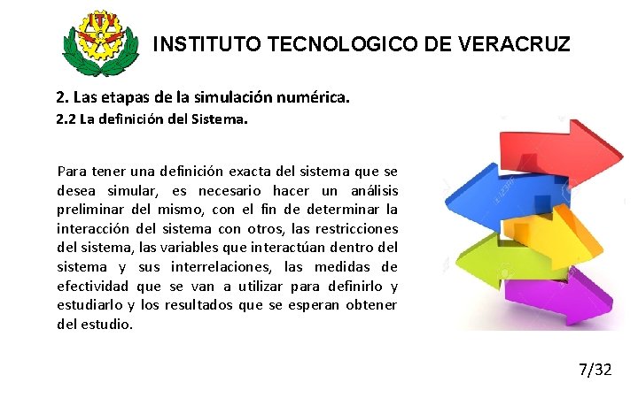 INSTITUTO TECNOLOGICO DE VERACRUZ 2. Las etapas de la simulación numérica. 2. 2 La