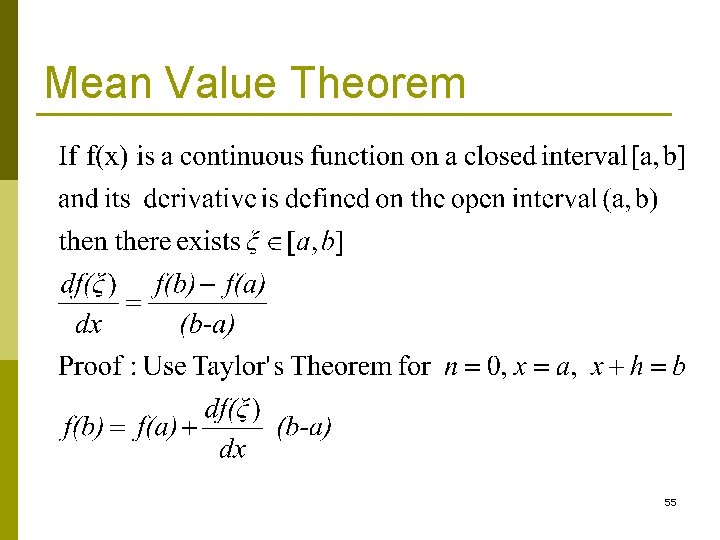 Mean Value Theorem 55 