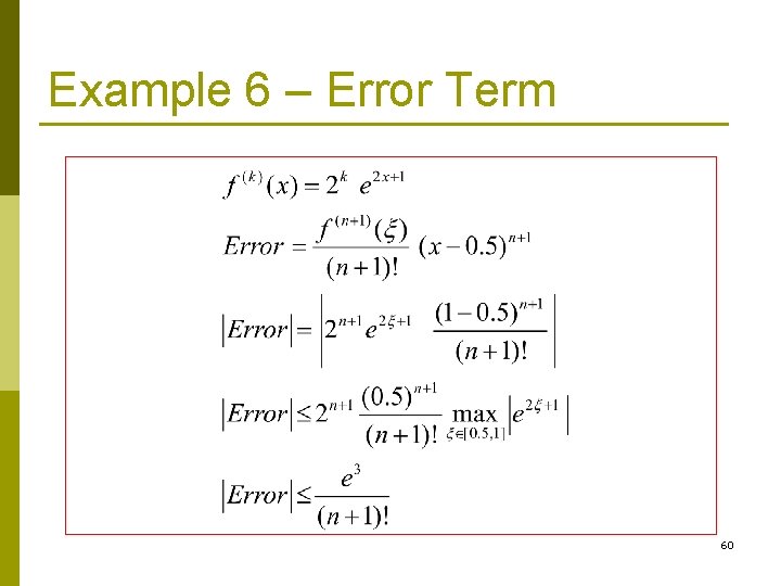 Example 6 – Error Term 60 