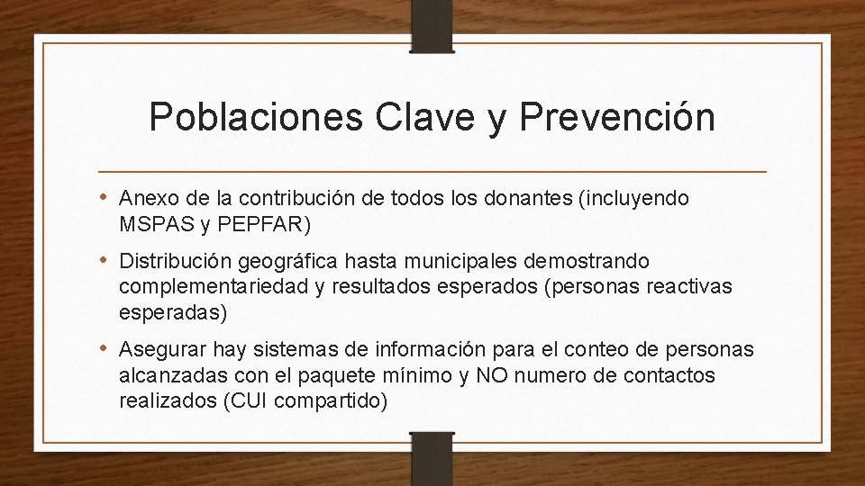Poblaciones Clave y Prevención • Anexo de la contribución de todos los donantes (incluyendo
