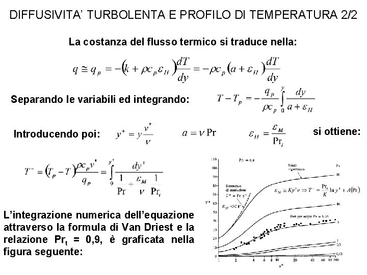 DIFFUSIVITA’ TURBOLENTA E PROFILO DI TEMPERATURA 2/2 La costanza del flusso termico si traduce