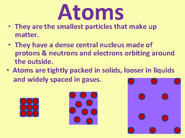 Atoms • They are the smallest particles that make up matter. • They have