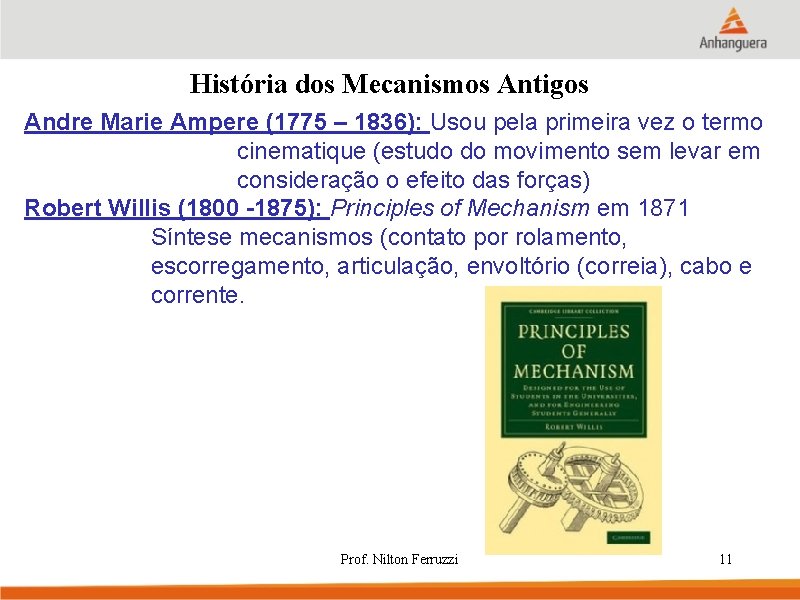 História dos Mecanismos Antigos Andre Marie Ampere (1775 – 1836): Usou pela primeira vez