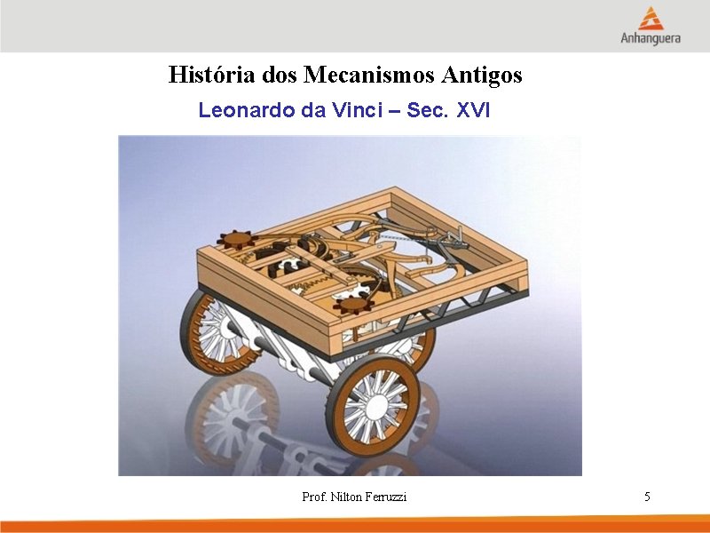 História dos Mecanismos Antigos Leonardo da Vinci – Sec. XVI Prof. Nilton Ferruzzi 5