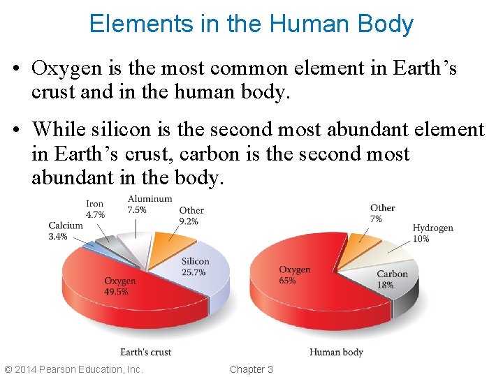 Elements in the Human Body • Oxygen is the most common element in Earth’s