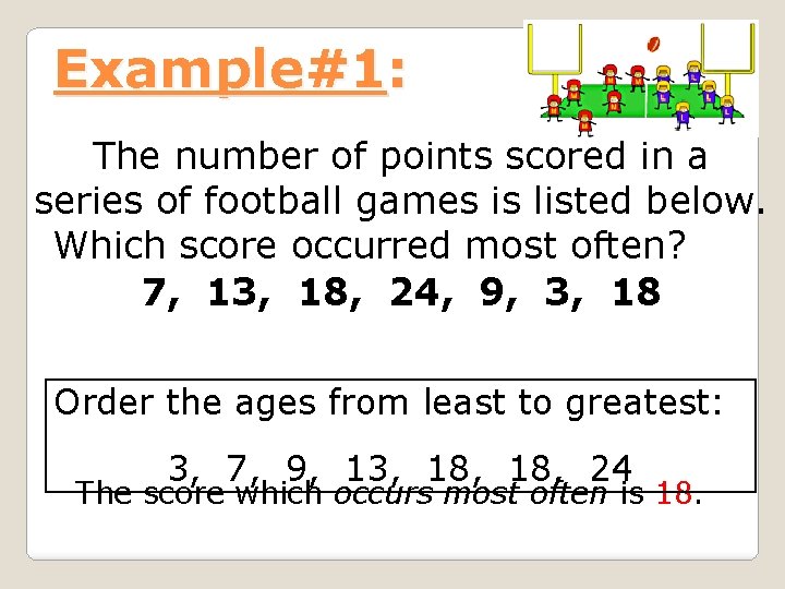 Example#1: The number of points scored in a series of football games is listed