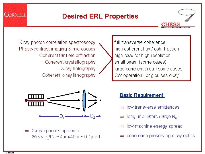 Desired ERL Properties X-ray photon correlation spectroscopy Phase-contrast imaging & microscopy Coherent far-field diffraction