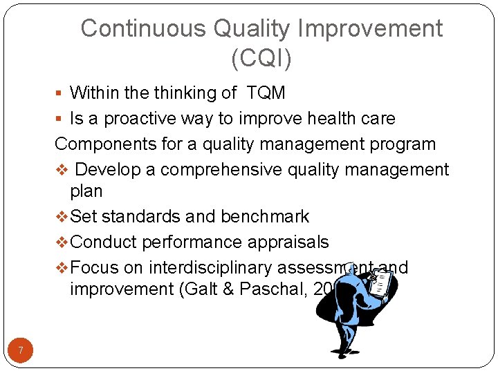 Cqi Examples Culture of Safety in Health Care Settings Unit