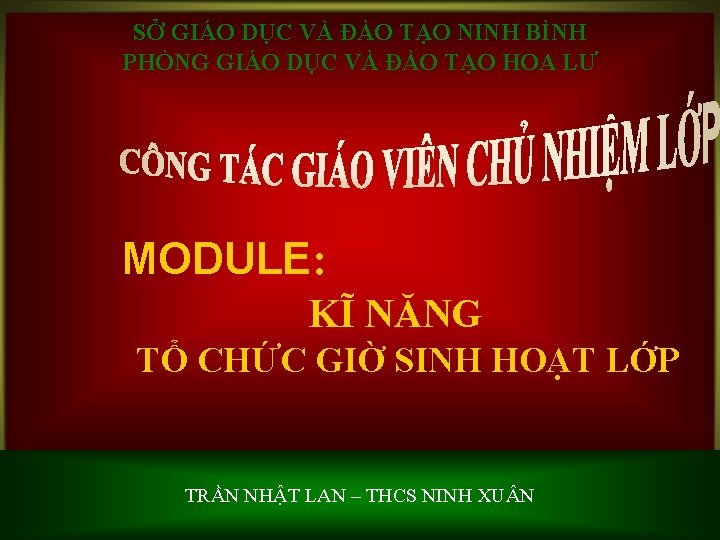 SỞ GIÁO DỤC VÀ ĐÀO TẠO NINH BÌNH PHÒNG GIÁO DỤC VÀ ĐÀO TẠO