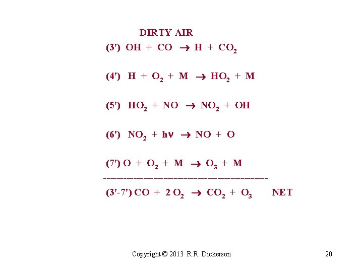 DIRTY AIR (3') OH + CO 2 (4') H + O 2 + M
