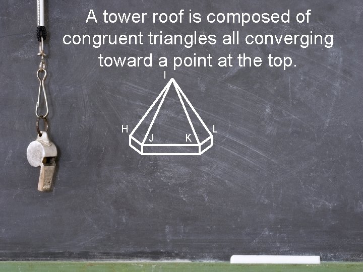 A tower roof is composed of congruent triangles all converging toward a point at