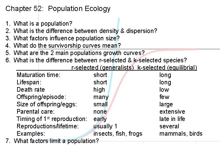 Chapter 52: Population Ecology 1. 2. 3. 4. 5. 6. What is a population?