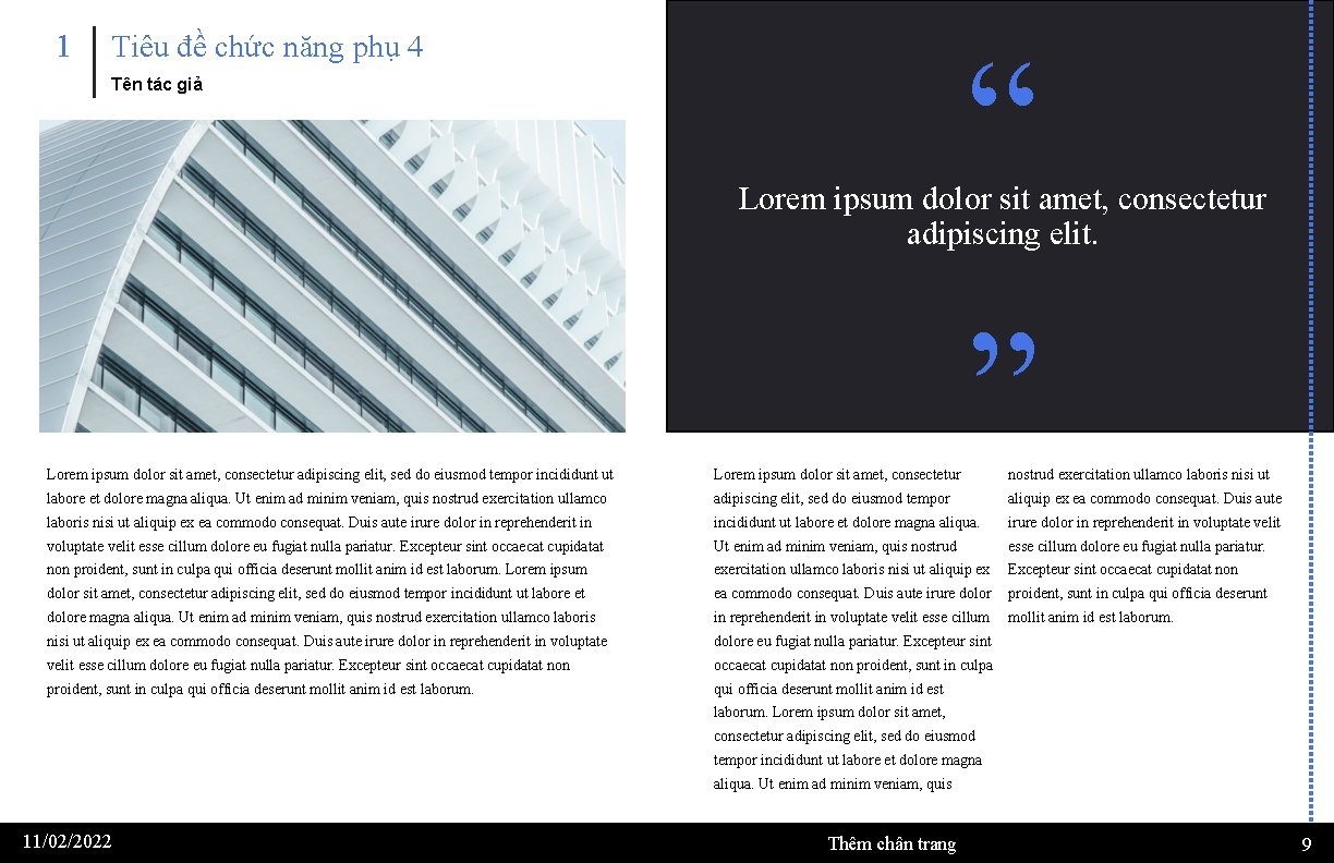 1 “ Tiêu đề chức năng phụ 4 Tên tác giả Lorem ipsum dolor