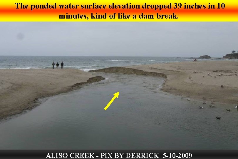 The ponded water surface elevation dropped 39 inches in 10 minutes, kind of like