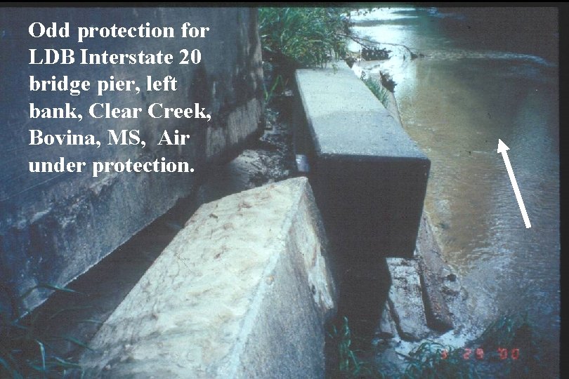 Odd protection for LDB Interstate 20 bridge pier, left bank, Clear Creek, Bovina, MS,