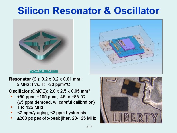 Silicon Resonator & Oscillator www. Si. Time. com Resonator (Si): 0. 2 x 0.