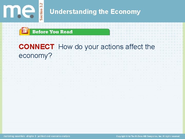 Section 3. 2 Understanding the Economy CONNECT How do your actions affect the economy?