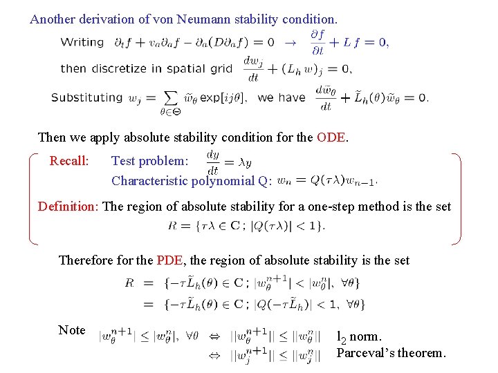 Another derivation of von Neumann stability condition. Then we apply absolute stability condition for