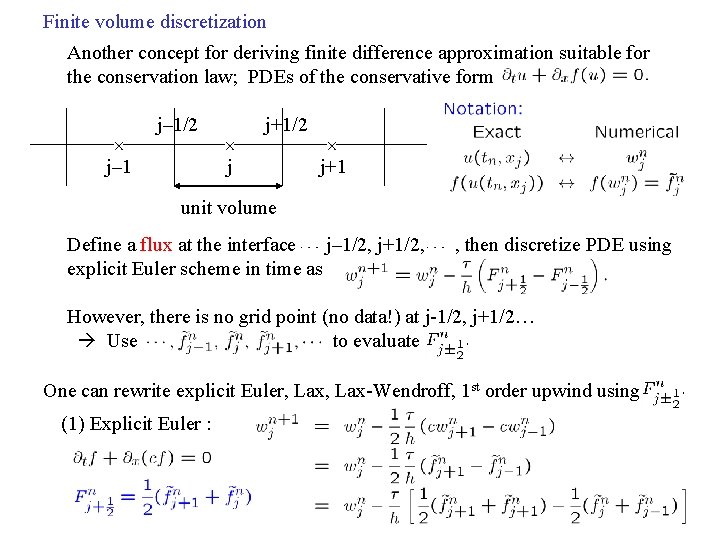 Finite volume discretization Another concept for deriving finite difference approximation suitable for the conservation