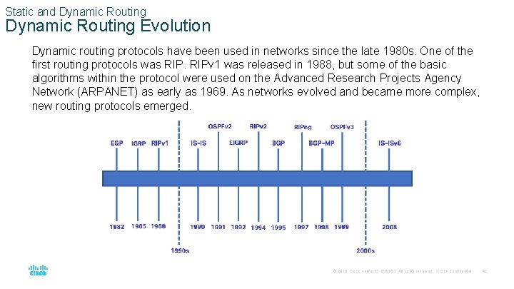 Static and Dynamic Routing Evolution Dynamic routing protocols have been used in networks since