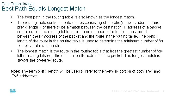 Path Determination Best Path Equals Longest Match • • • The best path in