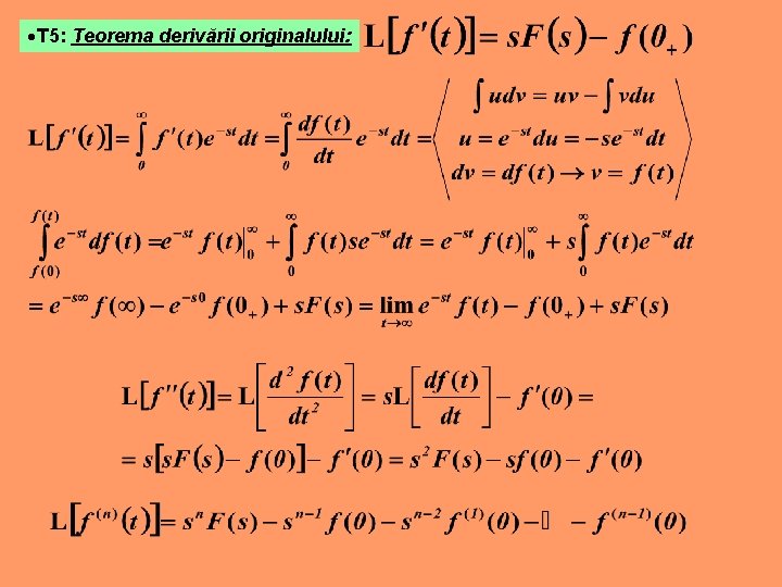  T 5: Teorema derivării originalului: 