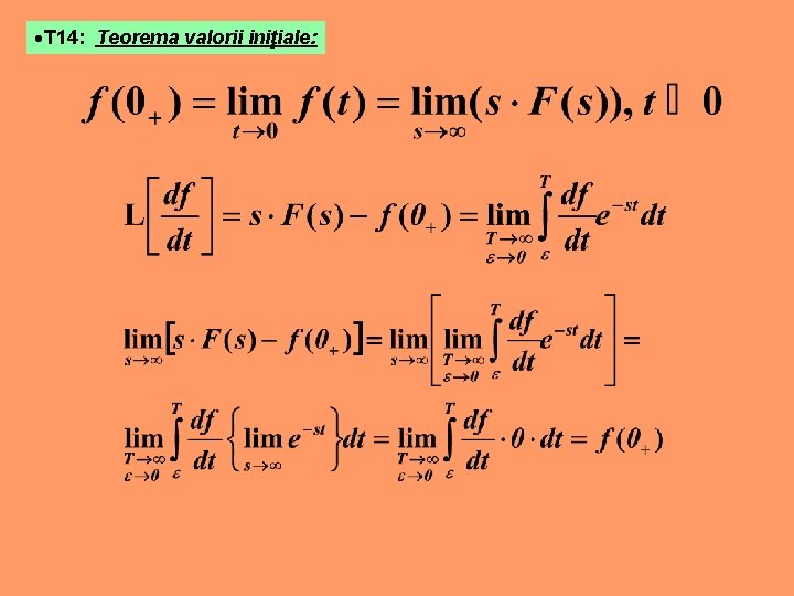  T 14: Teorema valorii iniţiale: 