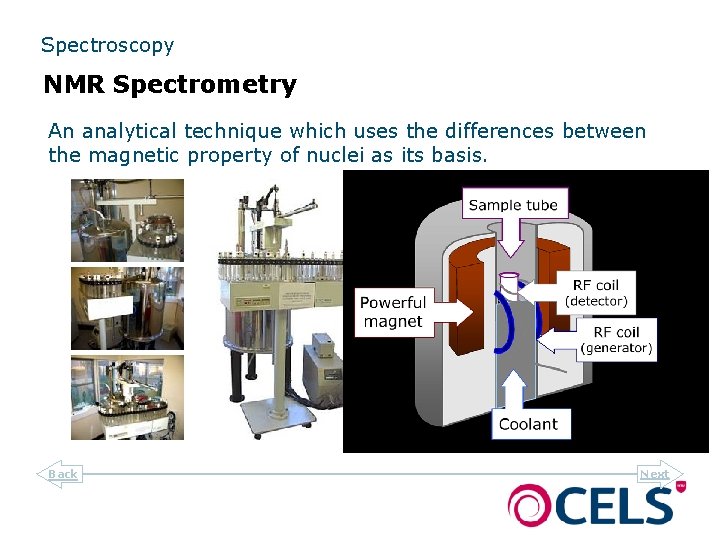 Spectroscopy NMR Spectrometry An analytical technique which uses the differences between the magnetic property