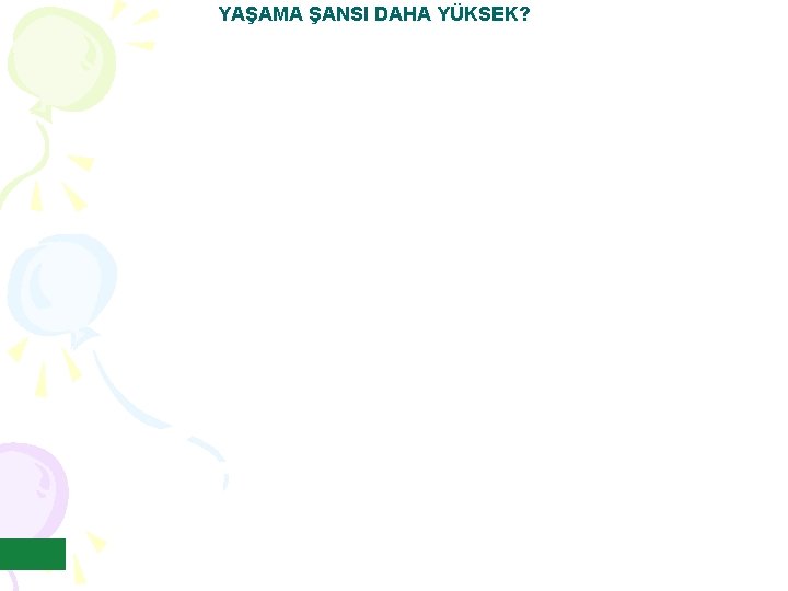 YAŞAMA ŞANSI DAHA YÜKSEK? 58 