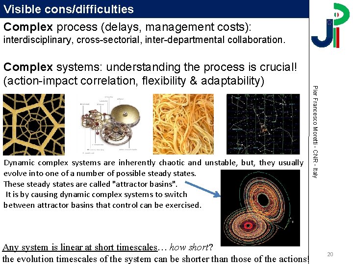 Visible cons/difficulties Complex process (delays, management costs): interdisciplinary, cross-sectorial, inter-departmental collaboration. Dynamic complex systems Visible cons/difficulties Complex process (delays, management costs): interdisciplinary, cross-sectorial, inter-departmental collaboration. Dynamic complex systems