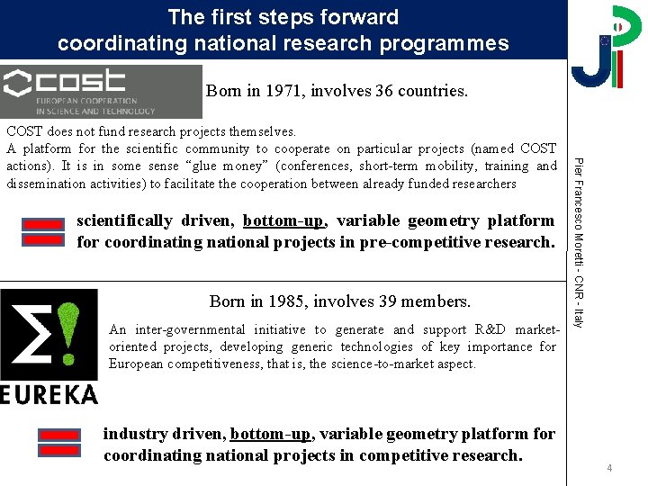 The first steps forward coordinating national research programmes Born in 1971, involves 36 countries. The first steps forward coordinating national research programmes Born in 1971, involves 36 countries.