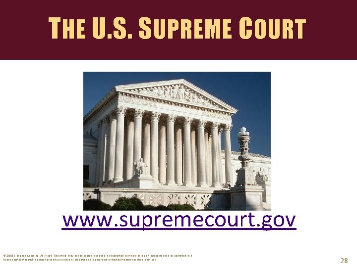 THE U. S. SUPREME COURT www. supremecourt. gov © 2015 Cengage Learning. All Rights