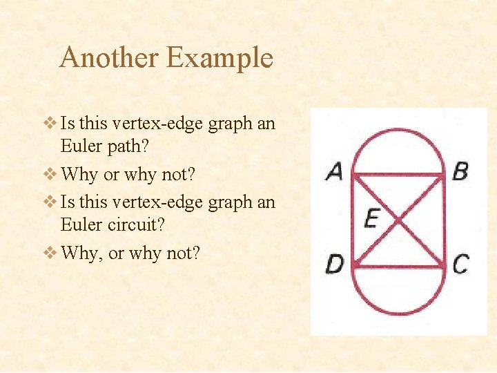 Another Example v Is this vertex-edge graph an Euler path? v Why or why