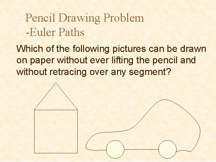 Pencil Drawing Problem -Euler Paths Which of the following pictures can be drawn on