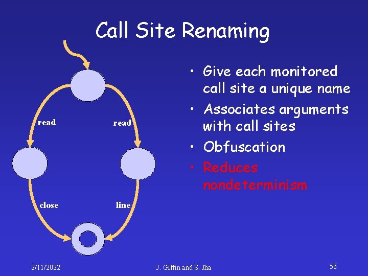 Call Site Renaming read close line 2/11/2022 • Give each monitored call site a
