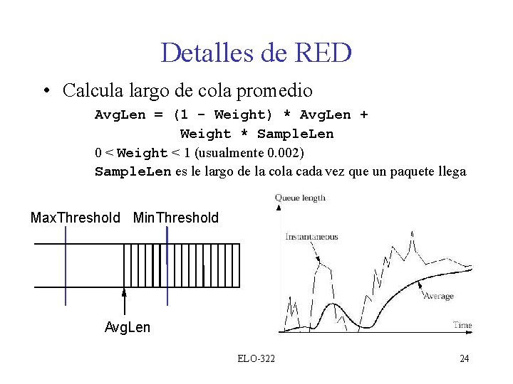 Detalles de RED • Calcula largo de cola promedio Avg. Len = (1 -