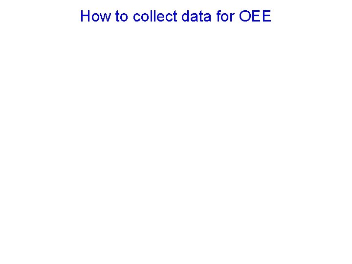 How to collect data for OEE 