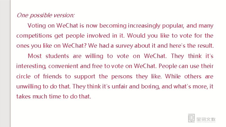 One possible version: Voting on We. Chat is now becoming increasingly popular, and many