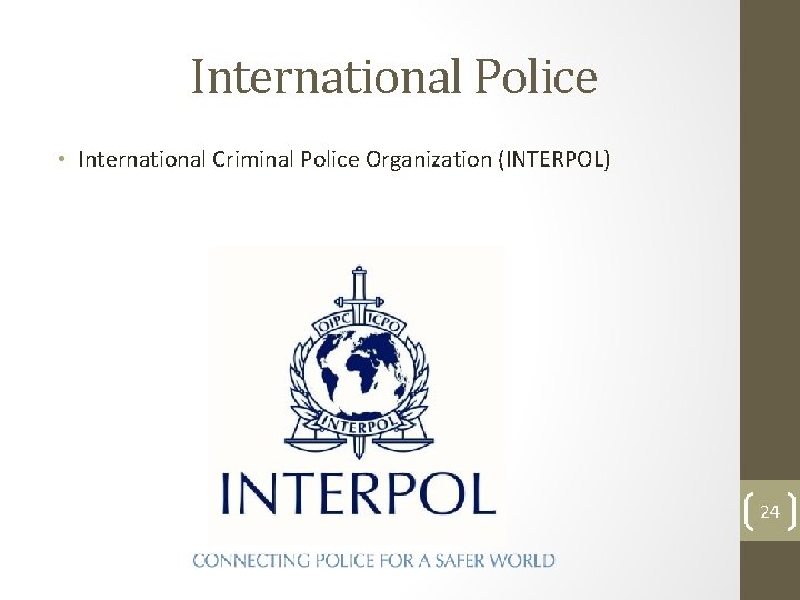 International Police • International Criminal Police Organization (INTERPOL) 24 