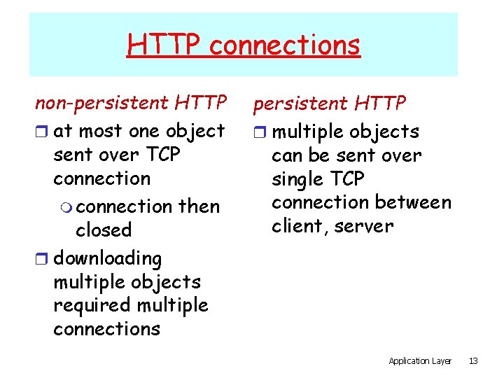 HTTP connections non-persistent HTTP r at most one object sent over TCP connection m