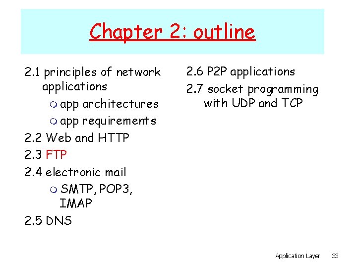 Chapter 2: outline 2. 1 principles of network applications m app architectures m app