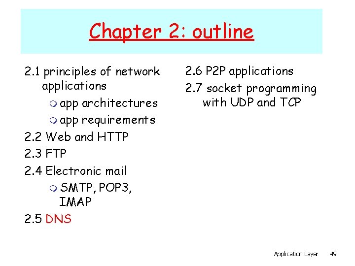 Chapter 2: outline 2. 1 principles of network applications m app architectures m app