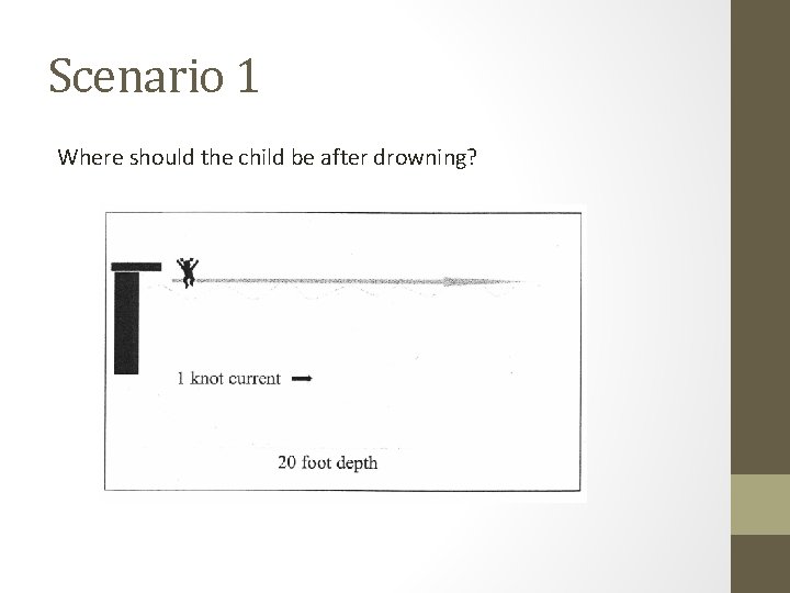 Scenario 1 Where should the child be after drowning? 
