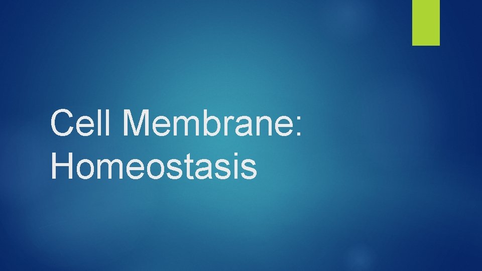 Cell Membrane: Homeostasis 