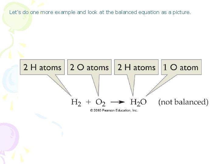 Let’s do one more example and look at the balanced equation as a picture.