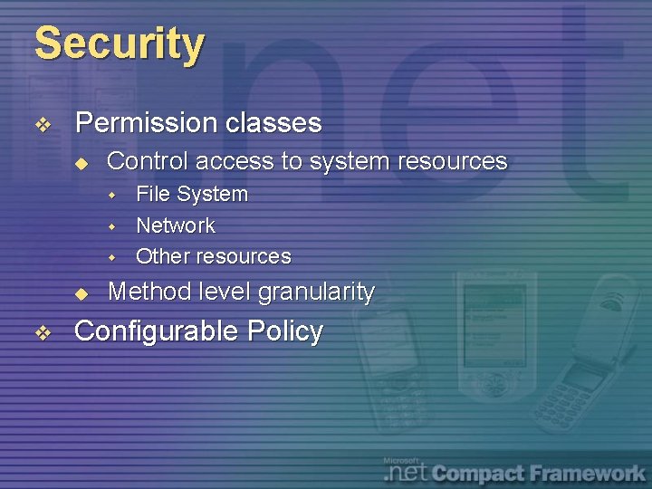 Security v Permission classes u Control access to system resources w w w u