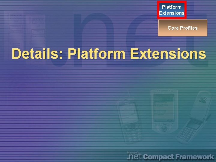 Platform Extensions Core Profiles Details: Platform Extensions 
