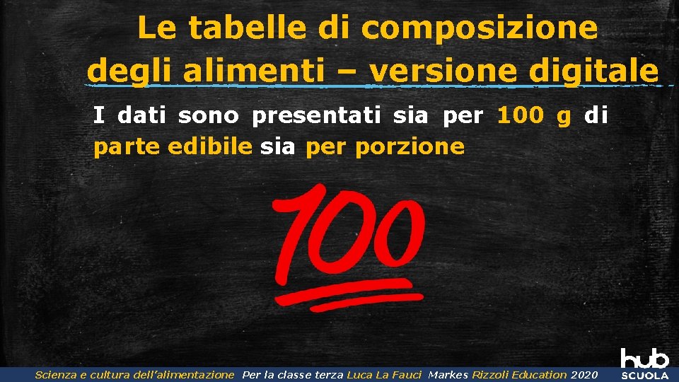 Le tabelle di composizione degli alimenti – versione digitale I dati sono presentati sia